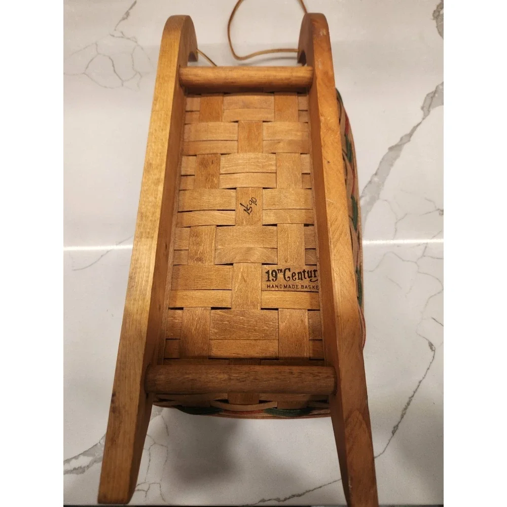 1990 Hand Woven‎ Sleigh Basket on Wood Runners~19th Century Basket Co~Christmas